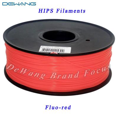 China Fluo - red HIPS 3D Filament 1KG 2.2lbs with Spool For Automotive , Electronic Field for sale