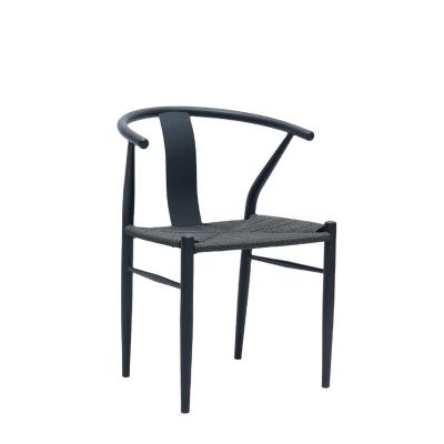 China Modern Cheap Price Event Metal Frame Wedding Garden Bistros Rental Restaurant Dining Balcony Braided Rope Chairs for sale