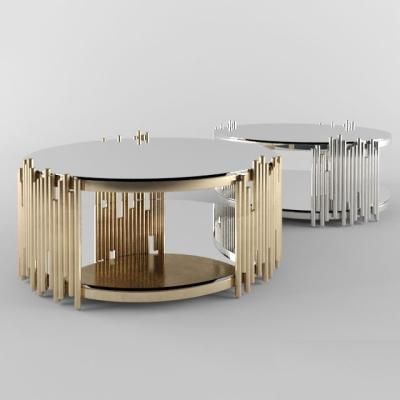 China Modern high fashion stainless steel living room round gold or silver coffee table furniture for sale