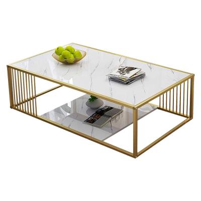 China Nordic modern wrought iron coffee table end luxury marble desk with drawer side tables living room furniture for sale