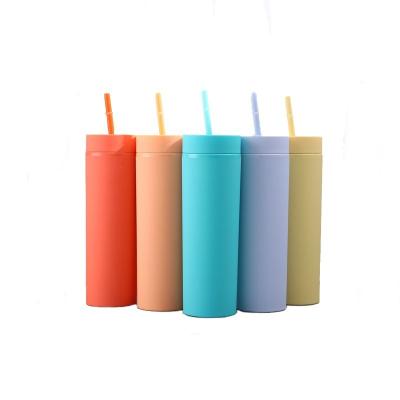 China Hot Selling Modern High Quality Candy Color Straw Plastic Straight Cups For Drinks Like Coffee for sale