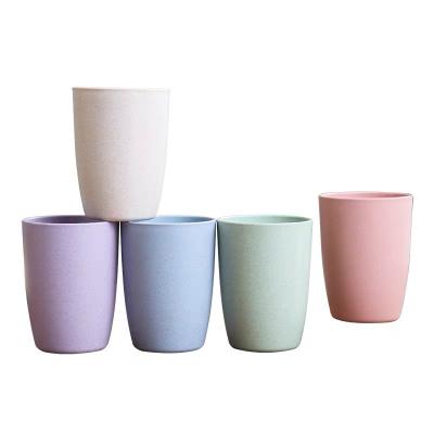 China Wholesale Disposable Eco-Friendly Reusable Biodegradable Wheat Straw Plastic Cup Coffee Mugs 200ml for sale