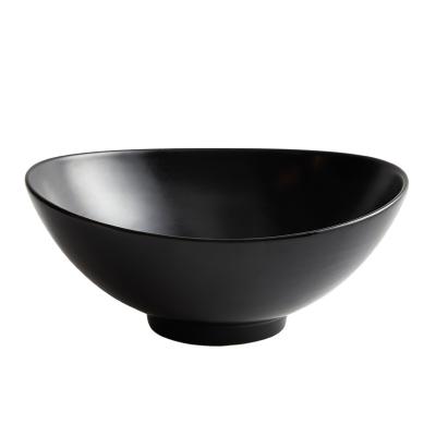 China Black And White Solid Color Solid Color Ceramic Ingot Simple Modern Style Deep Bottom Type Salad Bowl Large Home Baking Ceramic Bowl for sale