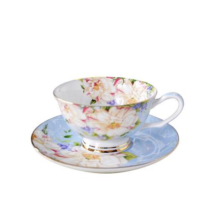 China Viable best-selling coffee and tea cup set of over-gloss bone china and saucer high temperature firing hand-painted pattern bone chi for sale