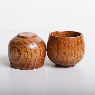 China Dropshipping Reusable Reusable Wood Custom Hotel Coffee Sake Cup Home Natural Natural Wooden Tea Cup Sake Cup Milk Tea Cup for sale