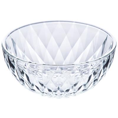 China Viable Best Selling Clear Diamond Food Container Glass Round Salad Bowl Small Kitchen Restaurant Use Salad And Cooking Bowls for sale