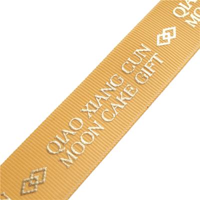 China Viable Gold Stamping Custom Grosgrain Personalized Ribbon Brand Logo Printed Satin Velvet Ribbon for sale