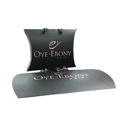 China Recycled Materials Shape Custom Package Box Matte Black Pillow Lamination Wig Pillow Box for sale