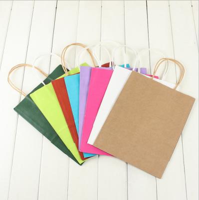 China Recycled Materials Wholesale Stock Custom Logo Printing Recycled Food Take Away Grocery Gift Wrapping Paper Bag With Handles Machine Making for sale