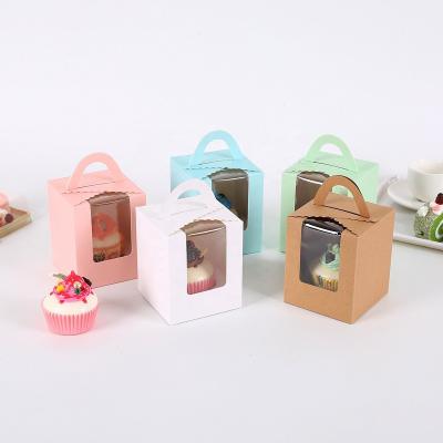 China Handmade Custom Windowed Box Gift Wrapping Paper Small Roll Pastry Cake Dessert Biscuit Baking Box Portable Packing Box for sale