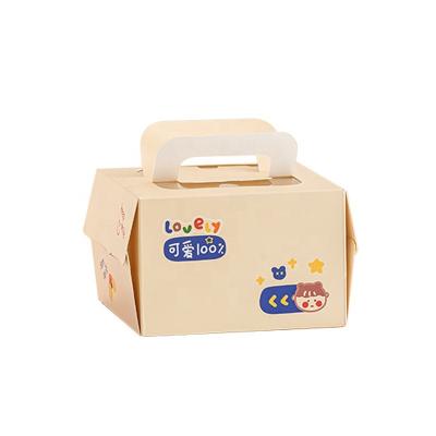 China 4-inch cake box handmade INS color hand-painted cartoon mousse cake box hand-held fresh baking creative box small for sale