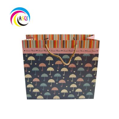 China Chinese Factory OEM Handmade Umbrella Pictures Shopping Clothes Paper Bag Recyclable With Black Rope Handles for sale