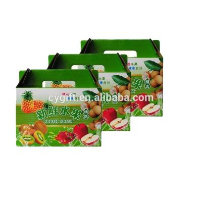 China Recyclable Hard Easy Take Away Die Cut Corrugated Handle Box For Fruits And Vegetables for sale