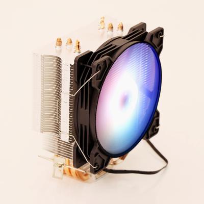 China Custom 12V Industrial DC RGB CPU Fan Cooling DC 12V Industrial RGB Fan Computer CPU Fan Aluminum Copper Heat Pipe Heatsink For PC for sale