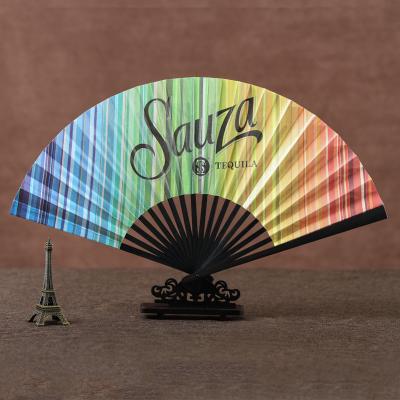 China Europe Custom Printed Personal Folding Hand Fan Fabric Chinese Bamboo For Weddings Decoration Fan for sale