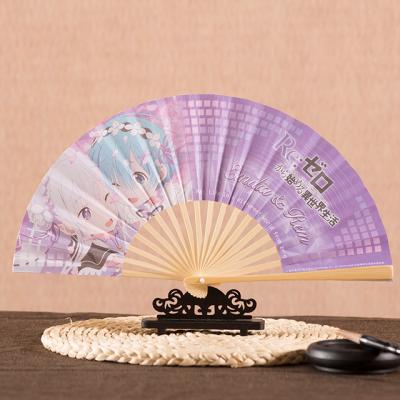 China Europe Chinese Bamboo Paper Folding Fan Stand Promotional for sale