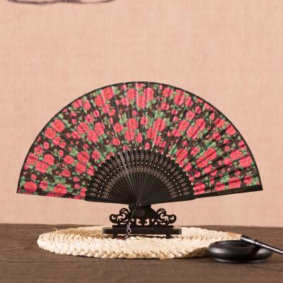 China Custom Printing Europe 21cm Promotional Bamboo Hand Fan for sale