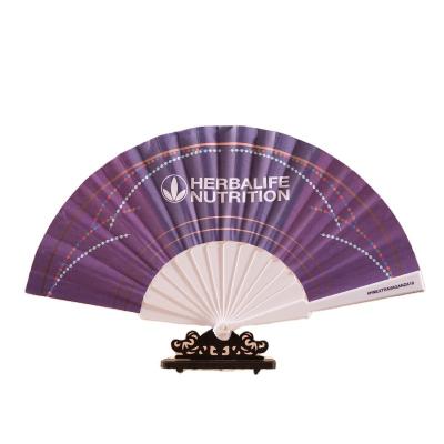 China 2017 Europe Custom Advertising Plastic Cloth Folding Hand Fans Cheap Price for sale