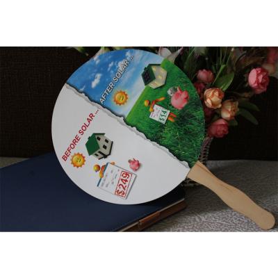 China Europe Handle Wooden Paper Hand Held Fan for sale