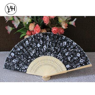 China Cheap Japan Fabric Hand Fan With Bamboo Ribs For Promotion for sale