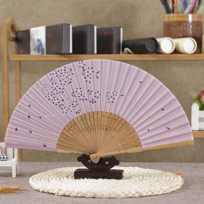 China Japan Japanese Style Bamboo Fan Butterfly Silk Print for sale