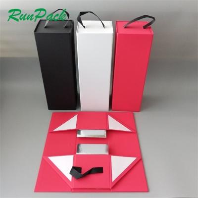 China Recycled Materials Customize Design Folding Rigid Wine Box Cardboard Champagne Tequila Gift Package for sale