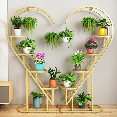 China CLASSIC Wholesale Multilayer Tiers Heart Shape Plant Stand Indoor Outdoor Metal Flower Pot Rack Plant Rack for sale