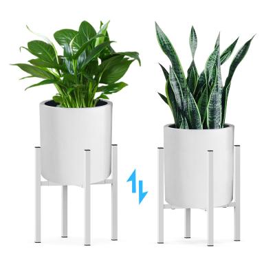 China Nordic Adjustable Square White Metal Square Plant Stand Fits 8 To 12 Inches Iron For Indoor Outdoor Flower Plant Stands for sale