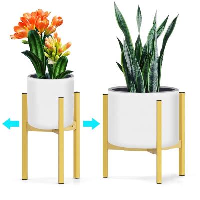 China 8 To 12 Inches Fit Nordic Mini White Color Mid Mod Adjustable Artificial Mid Century Stand Plant Design Small Metal Display Stands for sale