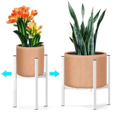 China Outdoor Indoor Garden Corner Decoration Fits 8 To 12 Inch Adjustable Metal Display Stand Mid Century Modern Heavy Duty Garden Metal Indoor Outdoor Flower Potted Plant Stand for sale