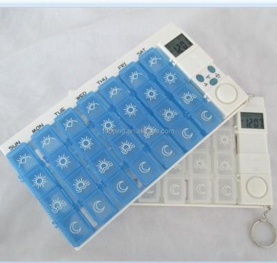 China 7days With 28 Compartment Pill Box Weekly 7 Days Alarm Pill Dispenser With 4 Alarms Timer for sale