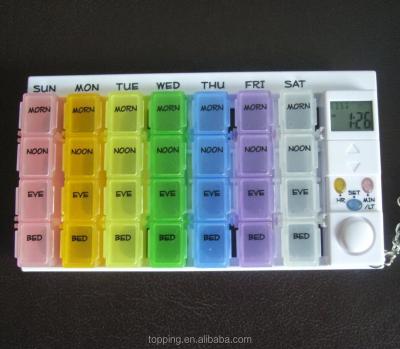 China colorful weekly pill reminder with 7 cmpartments 28 days dispenser 9.9*3.2*0.8cm for sale