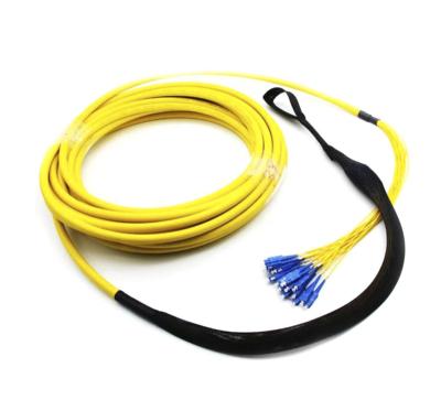 China FTTX 12/24 Fiber Pull Studs Pre Terminated Single Mode Multifiber LC/UPC-SC/UPC Cable Assemblies OS2 With 2.0mm Breakout Subunits for sale