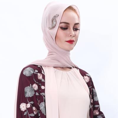 China Hot Sale 25 Different Colors Daily Casual Formal In Current Adults Pin Chiffon Dress Muslim Middle East Support Hijab for sale