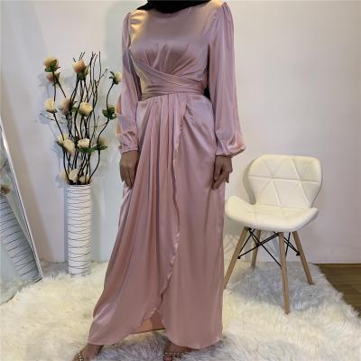 China Muslim Women 2021 Soft Smooth Elegant Satin Robe Collection Dresses DRPHot Sale Long Modest Wear Clothing EID Best Choice S M L XL for sale