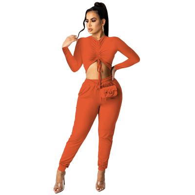 China Sustainable Wholesale High Quality Knit Pant Crop Top Woman Clothing Sets Two Piece Outfits for sale