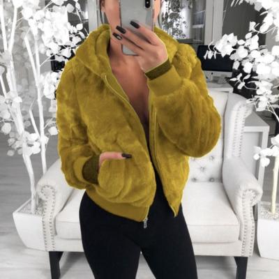 China Anti-wrinkle 2021 Winter Autumn Full Zip Maxi Plus Size Jackets Rabbit Fur Jacket Women's Coated Hoodie for sale