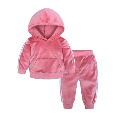 China 100% cotton good quality baby equipment boutique clothing sets two-piece children sports leisure gold velvet for sale