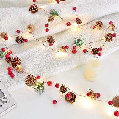 China 2M Eco-Friendly Christmas 20LED String Lights Pine Cone Berry Christmas Garland Fairy Lights Red For Wedding Christmas Tree Party Home Decor for sale