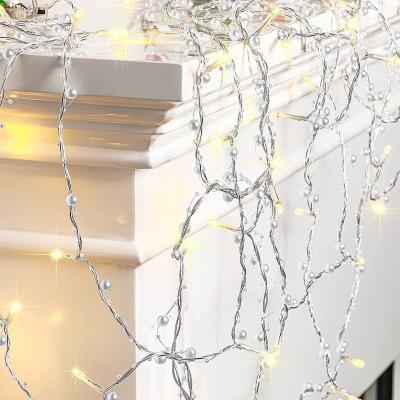 China Eco-Friendly Christmas String Lights Berry Beaded Garland Rustic White Cordless Lit Berry Tree Lights for Fireplace Mantel Indoor Outdoor for sale