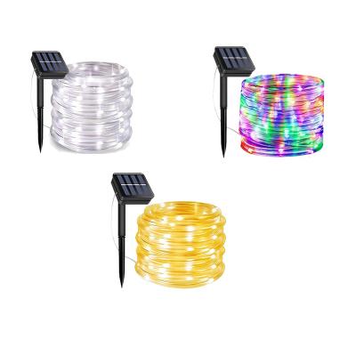 China Outdoor Waterproof 50 LED Solar Powered PVC Tube String Light Eco-friendly Updated String Light Fairy Lights 8 Modes For Garden Decor for sale