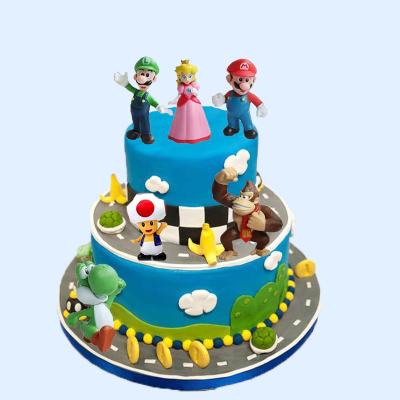 China smlhparty Mario Figure Set Cake Decorations 6PCS Mario Cake Toppers Mini Cartoon Toy Figure for sale