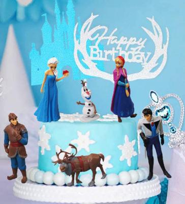 China Frozen Cartoon Toy Cake Topper 6PCS Birthday Party Cake Decoration smlhparty for sale