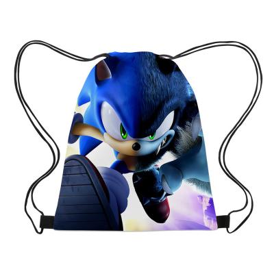 China Eco-friendly Materials Sonic smlhparty Hedgehog Drawstring Bag Gym Bag Party Bags 1PCS For Women Men Kids for sale