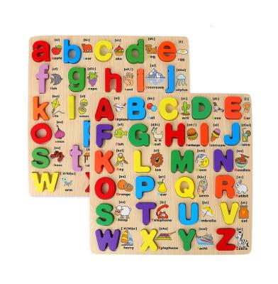 China Eco-Friendly Material Wooden Board With Colorful 3D Number Puzzle Children's First Alphabet Toy Matching Letter Family Montessori Educational Gift for sale