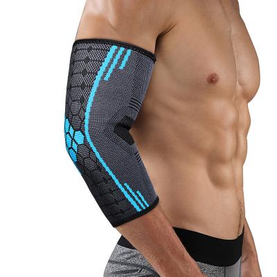 China Breathable Fitness Weightlifting Tennis Elbow Support Knitted Compression Elbow Brace Wrap Nylon Elbow Pads for sale