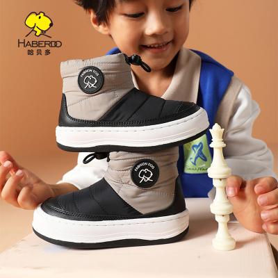 China Children's waterproof boots wholesale cool flat unique winter child patchwork zipper outdoor ankle boots for sale