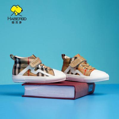 China Latest Plaid Lightweight Casual Sneaker Small Kids Rubber Canvas Shoes for sale