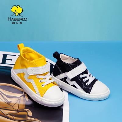 China High Top Yellow Boys Girls Canvas Shoes Lightweight Children's Breathable Lightweight Flat Shoes for sale