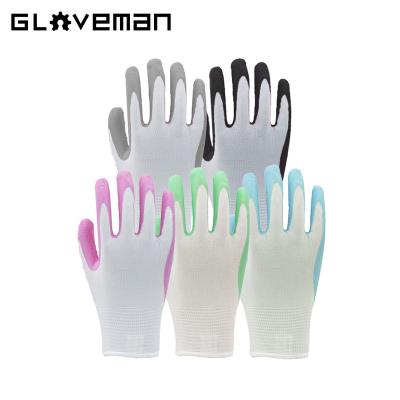 China Free Samples Anti-smash GLOVEMAN Nitrile Rubber Coated Garden Yard Breathable CE 2141X ODM latex working gloves for women and ladies for sale